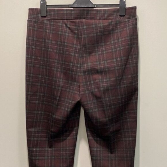 Laura Burgundy Plaid Pull-up Leggings Pants Size 14 - Picture 7 of 12